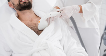 Man getting laser hair removal on his chest